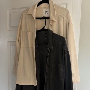 Aerie Cream and Black Casual Shirts